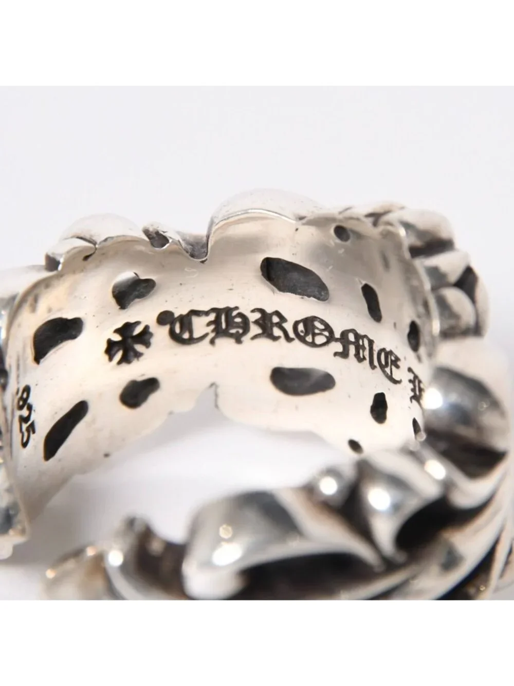 Chrome Hearts Double Floral Cloth Sling Ring Cross 925 Sterling Silver
